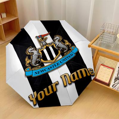 Newcastle United FC Automatic 3‑Fold Umbrella 8‑Rib Windproof Folding Umbrella Sun Rain Protection For Outdoor Travel Daily Use