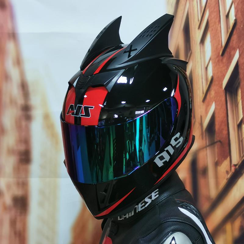 AIS motorcycle helmet men and women personality full helmet four seasons universal Bluetooth slot DOT ECE