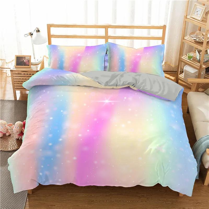 Comforter Rainbow Ombre Queen King Romantic Style Bedding Set For Girls Kids Teens 3 Piece Set With 2 S No Quilt
