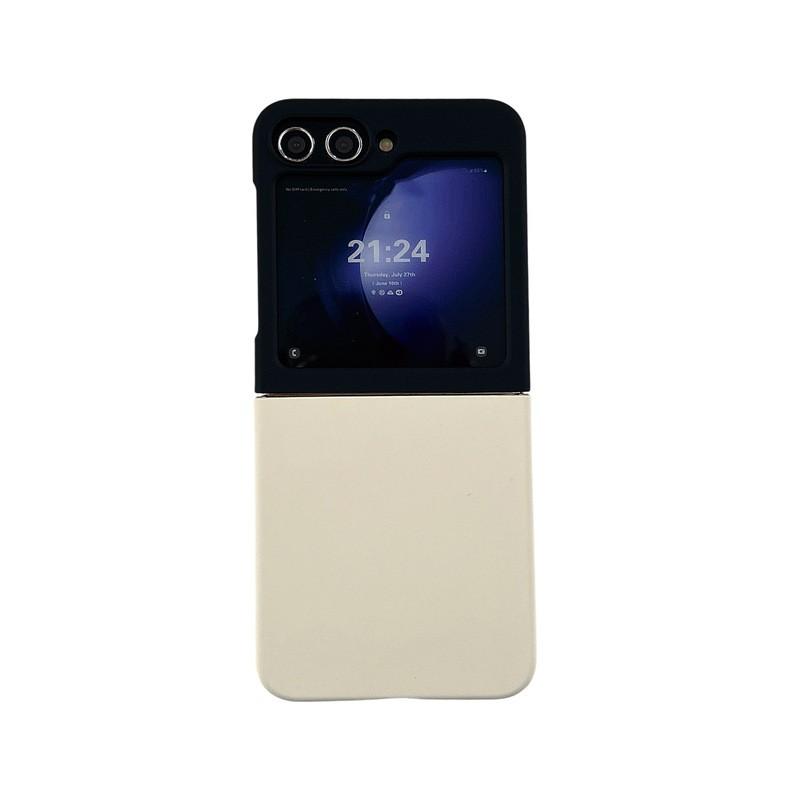 Korean Style Matte PC Case With Color-Block Design Galaxy Z Flip 6 5 4 3 Magnetic Snap-On Back Cover