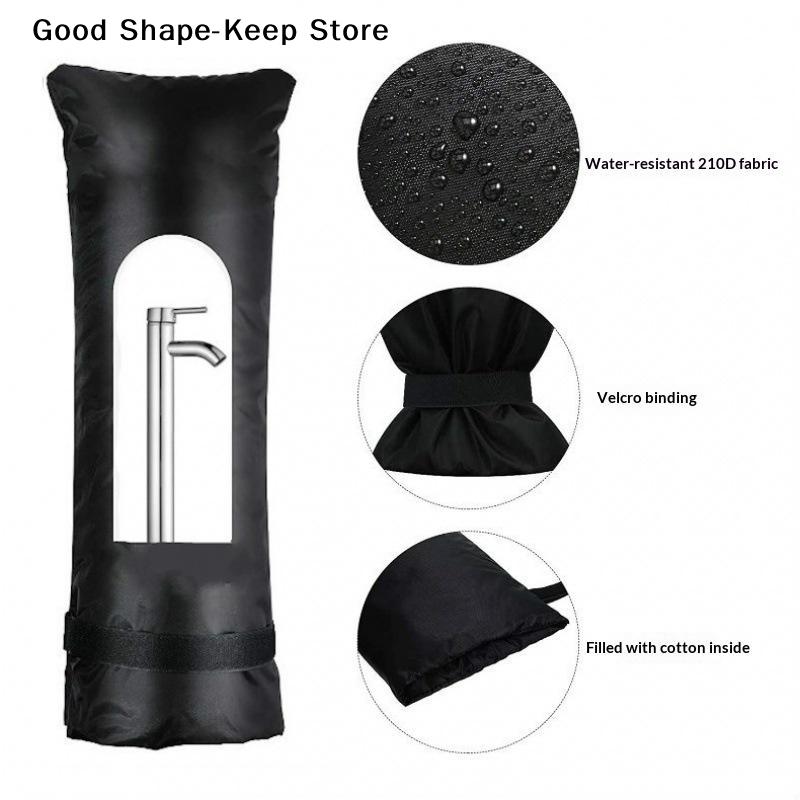Reusable Outdoor Faucet Cover in Black for Winter; Waterproof Insulation Protector Preventing Freeze for Garden Tap
