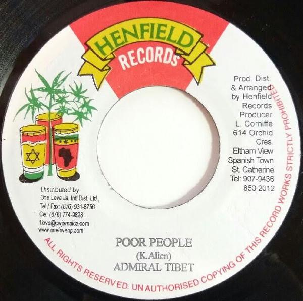 7inch Record ADMIRAL TIBET - Poor People / Sweet River Rock NONE Henfield Record Jamaica Reggae, Ska & Dub Used
