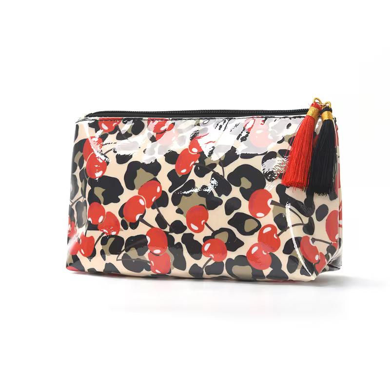PVC Striped Makeup Bag with Tassel Zipper Waterproof,Large-Capacity,Portable Cosmetic Organizer &Toiletry Bag for Outdoor Travel