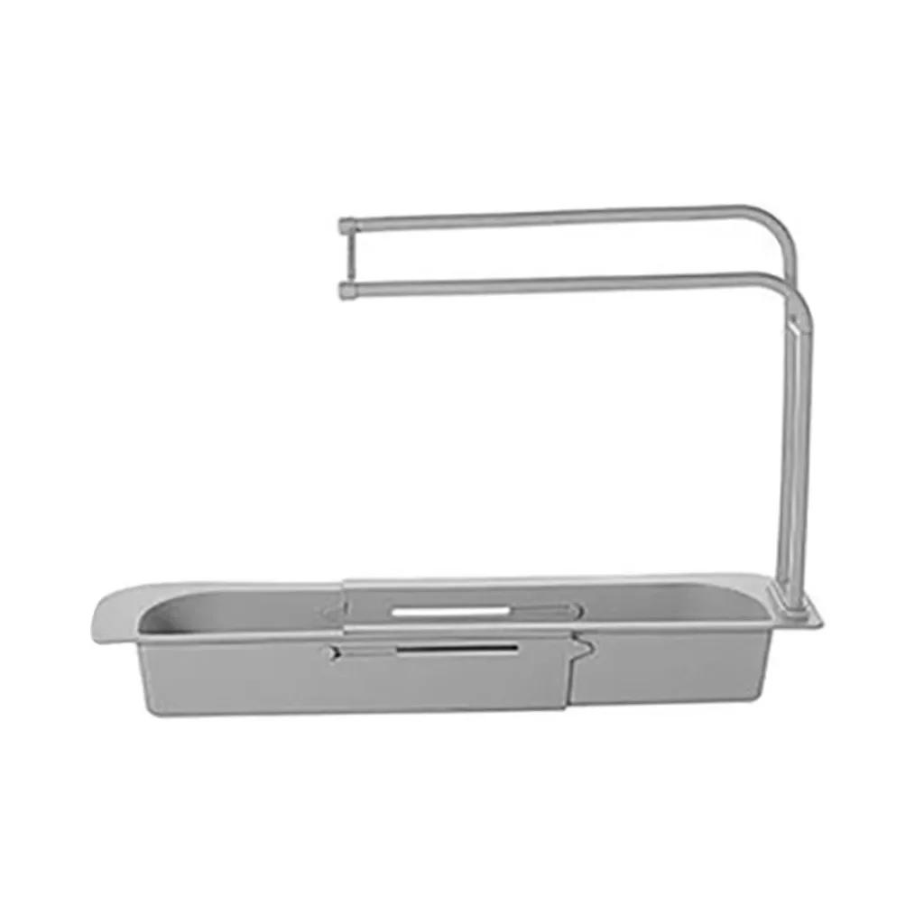 

Multi-function Sink Shelf Kitchen Sink Stretchable Waterlogging Shelf Washing Dishes Baijicloth Steel Ball Sponge Storage Shelf серый