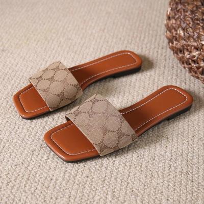 Ankle Strap Slip On Flat Slippers for Women Outwear Summer New Round Head Open Toe Thick Sole Outdoor Sandals Women Plus Size 43