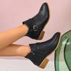 Vintage British Martin Boots Women's 2025 Fall/Winter New Pointed Toe Belt Buckle Mid-heel Side Zipper Booties