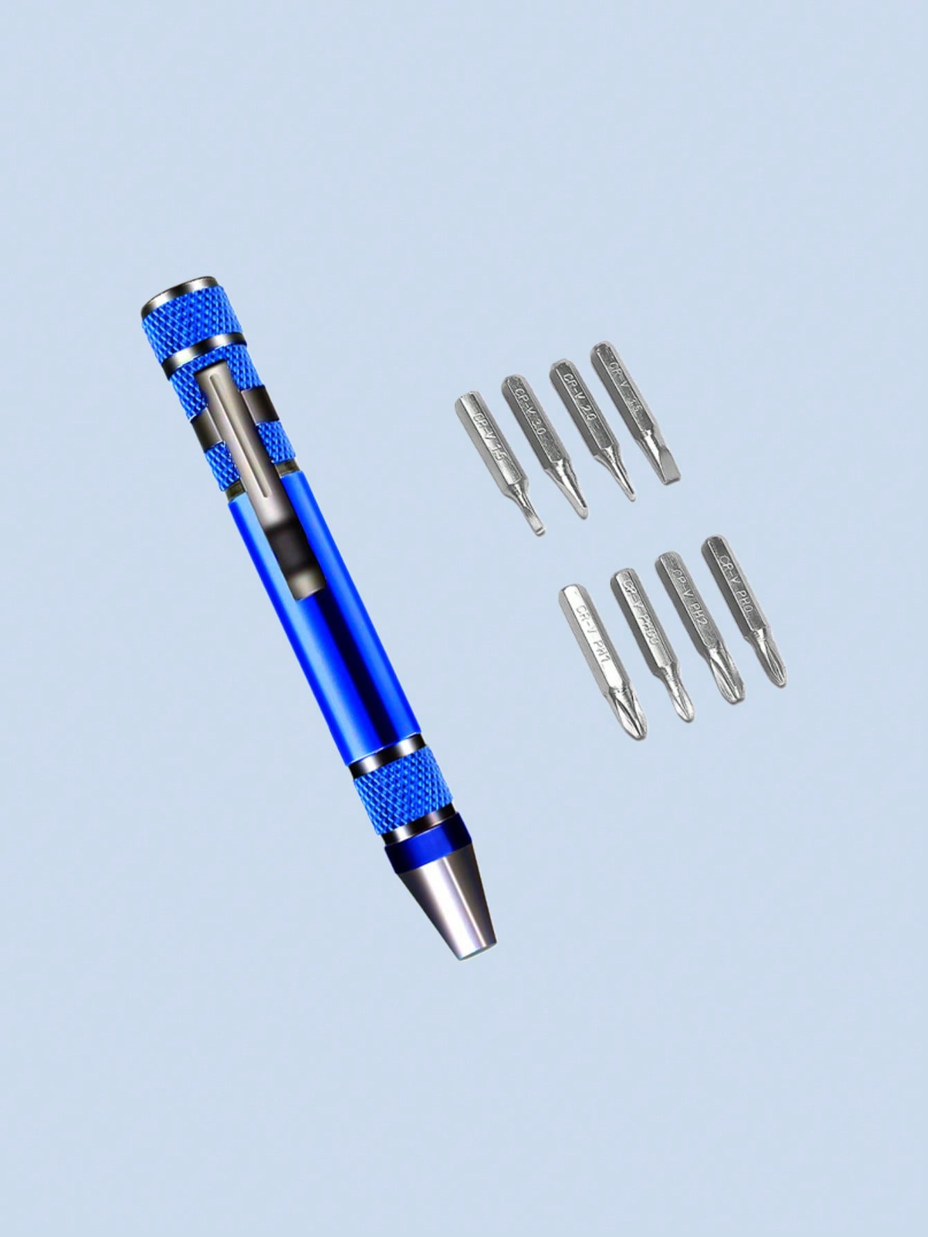 

8 in 1 Multi-functional Screwdriver Set - Aluminum Alloy Precision Screwdriver with Interchangeable Bits, DIY Repair Tool синий