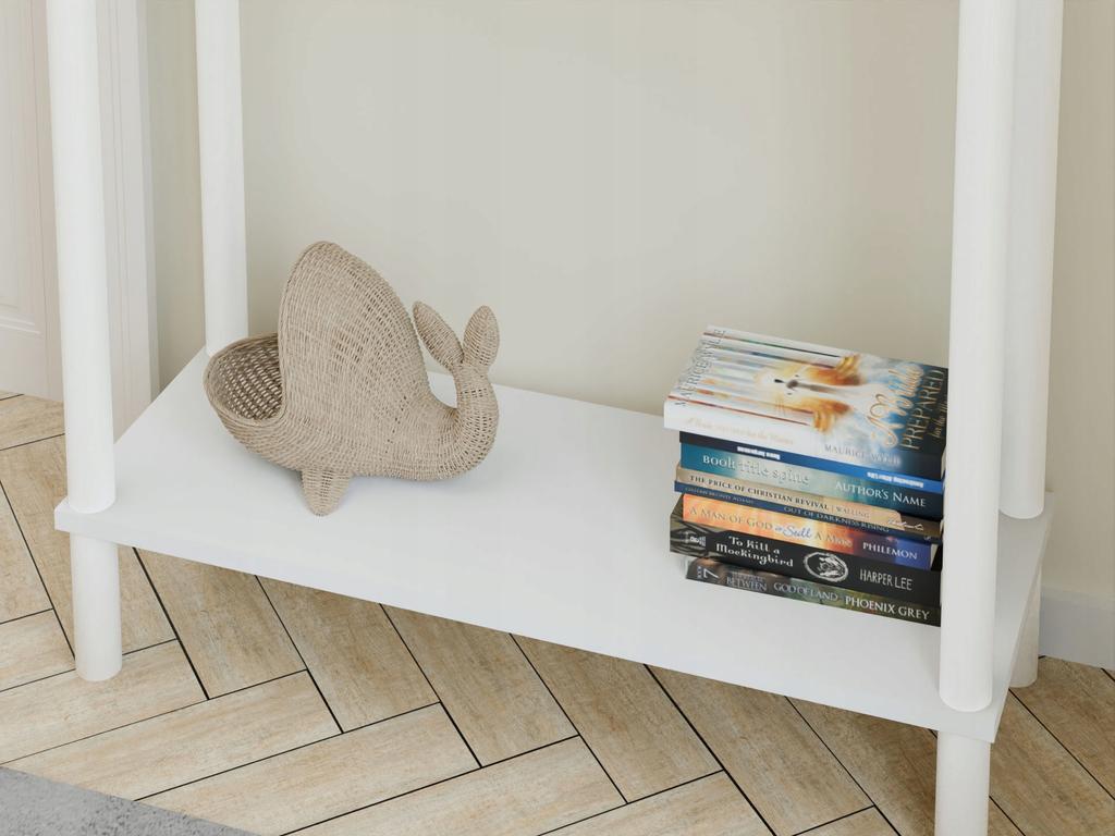 Konsola Loft Z Półką 80X30X80 Cm Metalowa Biała Do Przedpokoju
