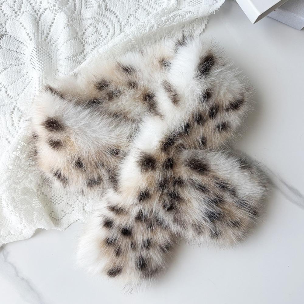 Soft Plush Scarf Thickened Leopard Print Scarf Warm Winter Scarf  For Women
