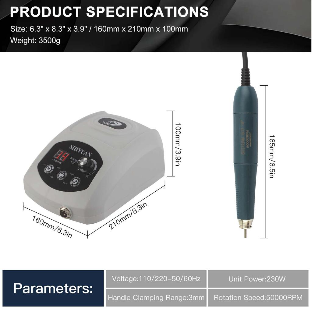 New 407 Electric Grinder, 50,000 RPM with Foot Pedal, for Jewelry Polishing, Versatile Applications