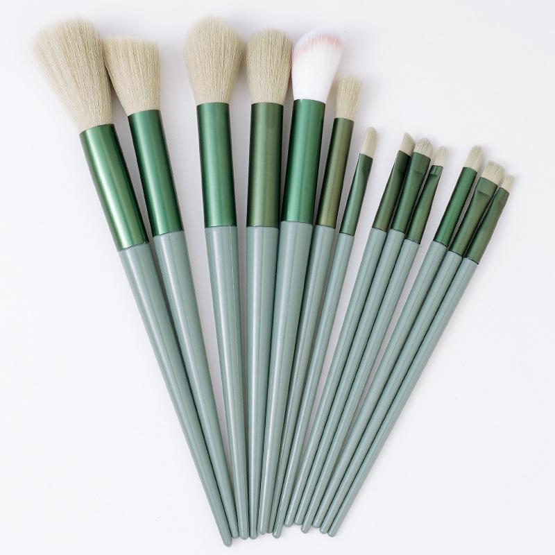 Set portabil de 13 piese Evergreen pensule de machiaj – Pensule moi pentru blush și fard de pleoape