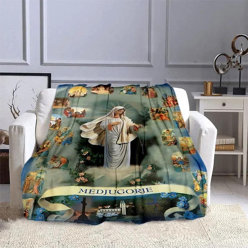 Jesus and The Virgin Mary Print Blanket Faith Religious Blanket Soft Warm Throw Blanket Sofa Bedding Birthday Gifts Blanket