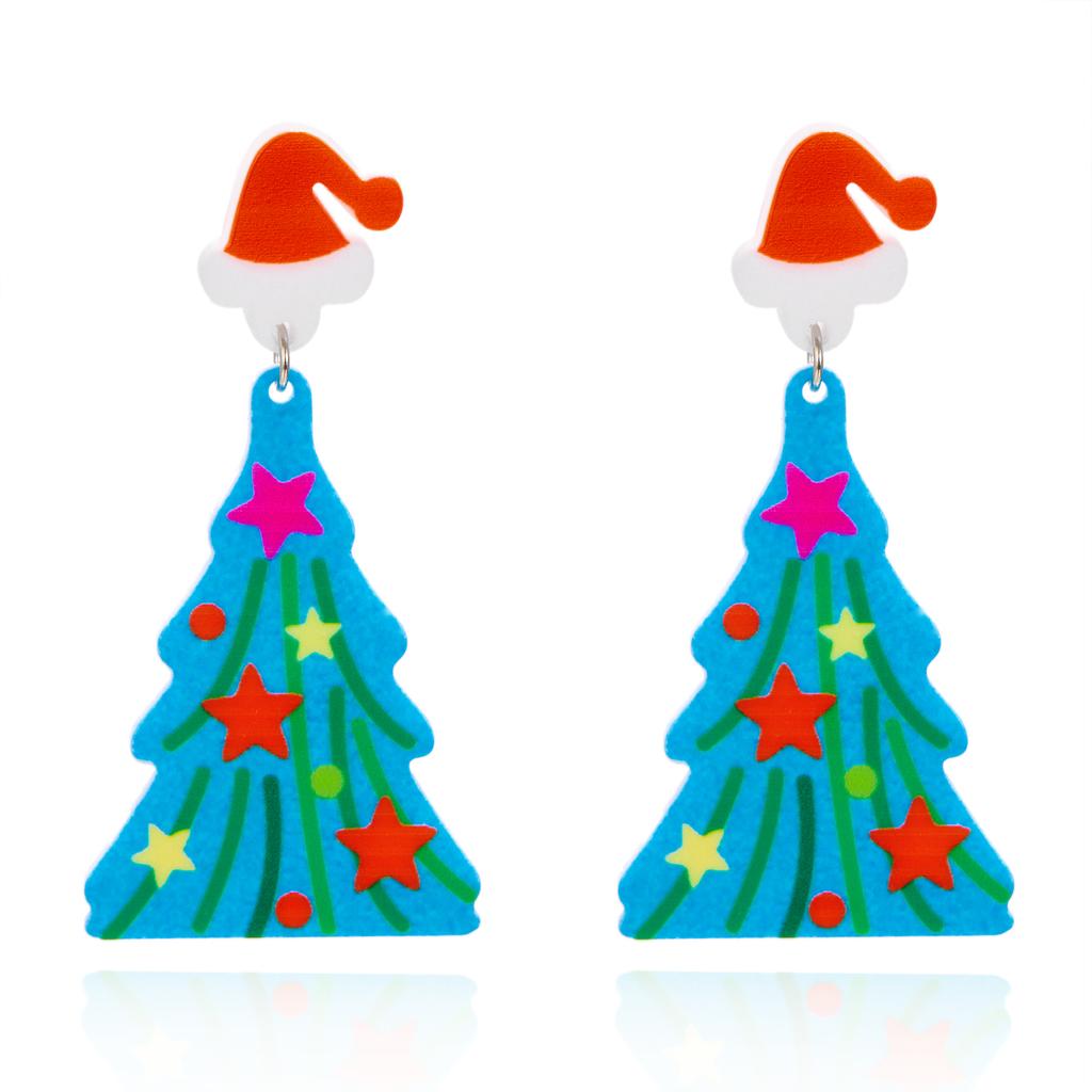 Christmas Funny Acrylic Santa Claus Bell Drop Earrings for Women Girl Black Cat Star Dangle Earrings Friendship Party Jewelry