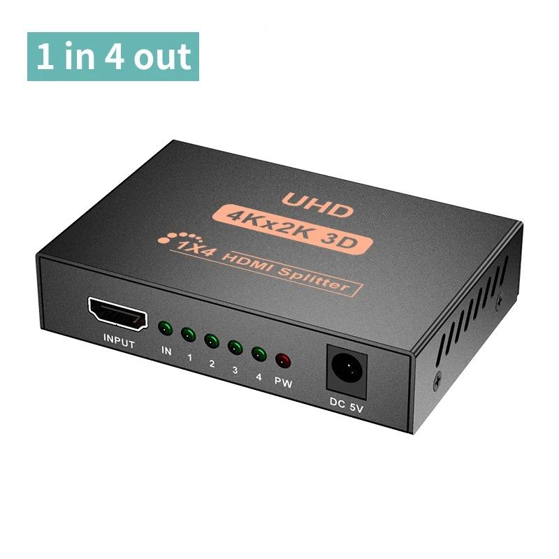 4K 2K HDMI-Compatible Splitter HDMI 1 in 4 Out Video Switcher Cable Adapter Hub For PS4 Laptop Monitor TV Box Projector