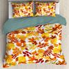 Thanksgiving Fall Pumpkin Maple Leaves Duvet Cover with 2 Pillow Shams 3pcs Comforter Cover Bedding Set All-Season Room Decor