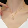 Titanium Steel Micro-Inlaid Gold Plated Women's Lucky Bead Necklace - Trendy Clavicle Chain Accessory