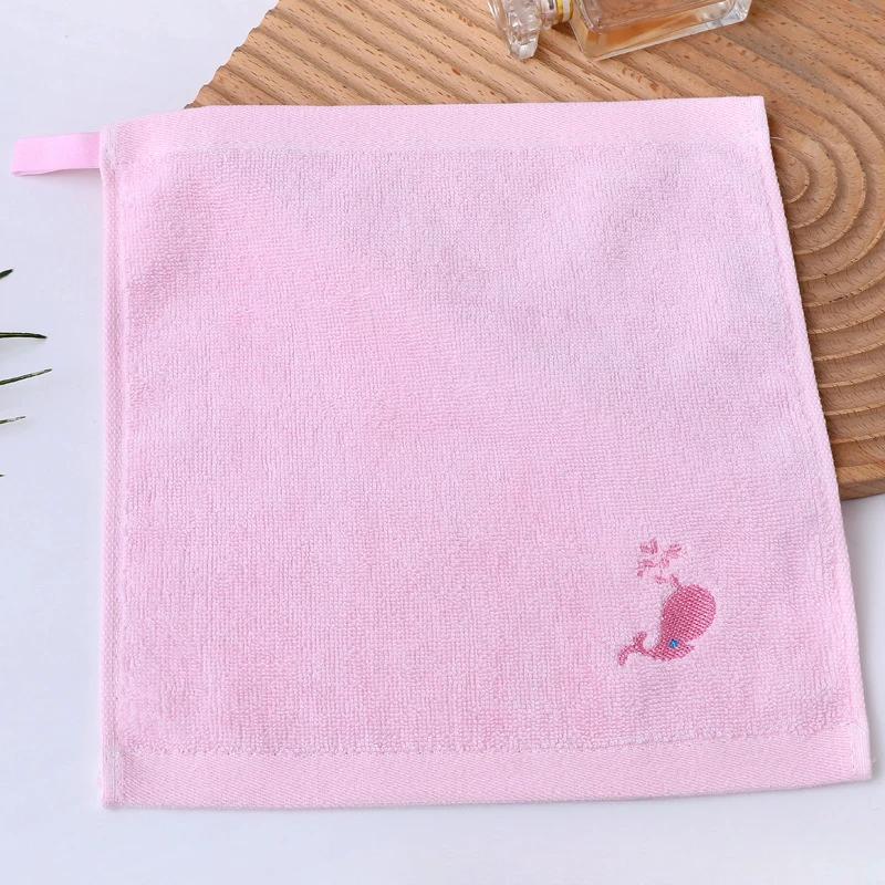 1/4pcs Pure Cotton Small Square Towel 25*25cm Cartoon Embroidery Baby Hook Towel Children Face Towel Gift Customization