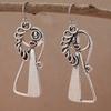 Vintage Unique Silver Color Metal Geometry Carving Small Person Dangle Earrings for Women Jewlry