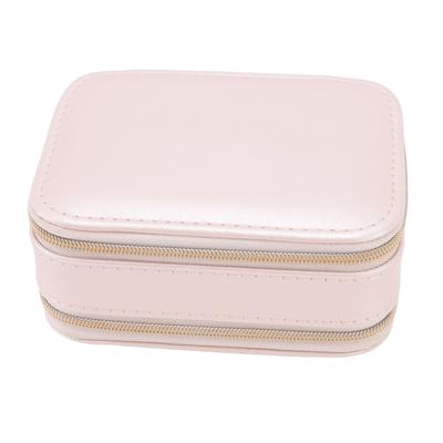 Jewelry Case Double Layer Portable Pink Necklace Hook Design Convenient Handle Travel Jewelry Box