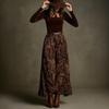 2026 Spring/Autumn Retro Slim-fit Top & Large-Hem Skirt Set with Belt