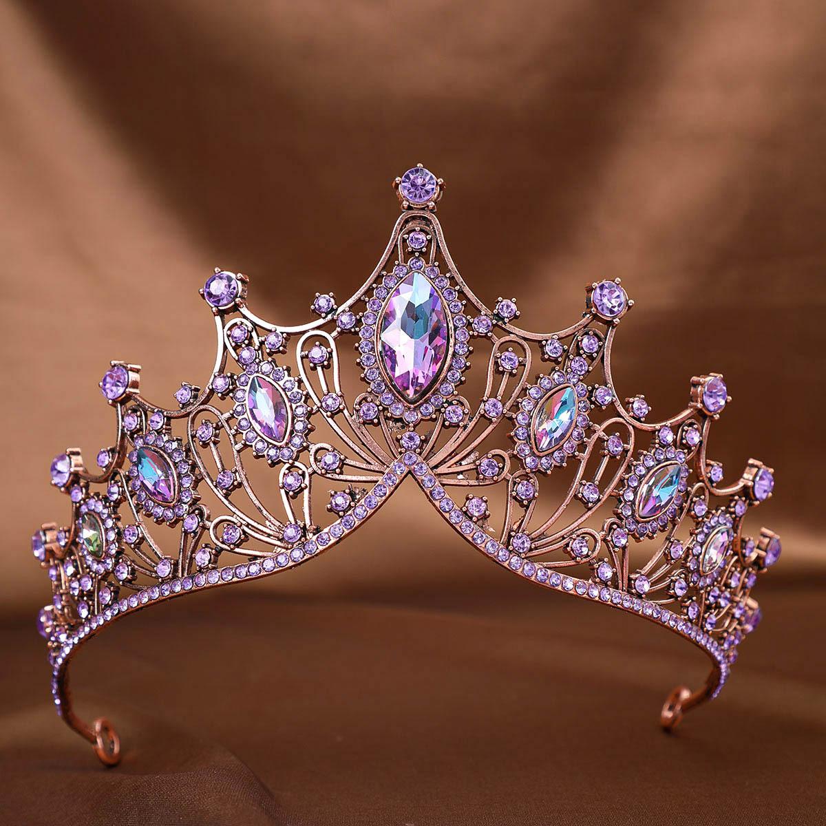 

DIEZI 8 цветов Барокко Винтаж Большая Кристальная Тиара Женская Свадебная Для Девочек Вечеринка по случаю Дня Рождения Панк Мода Платье Корона Аксессуары для Волос