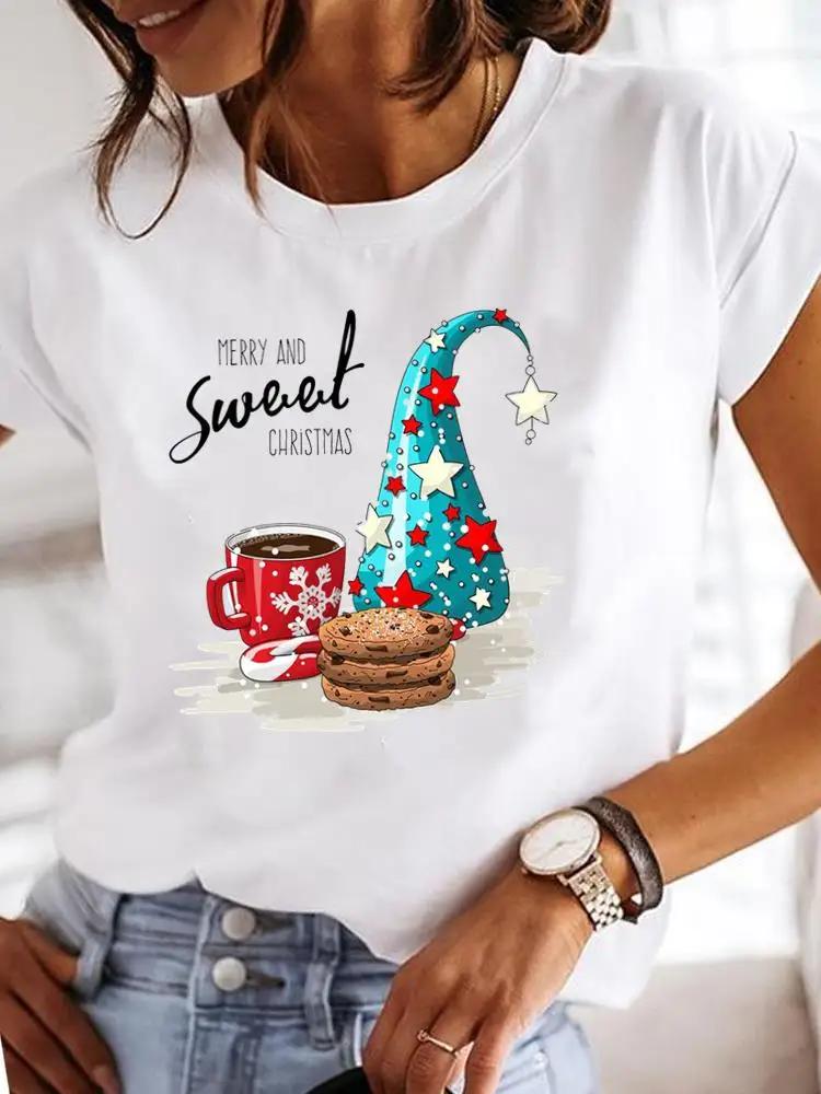 

Deer Plaid Face Trend Women Fashion Christmas New Year Holiday Tee Clothes Clothing Print Graphic Short Sleeve T Female Tshirts S