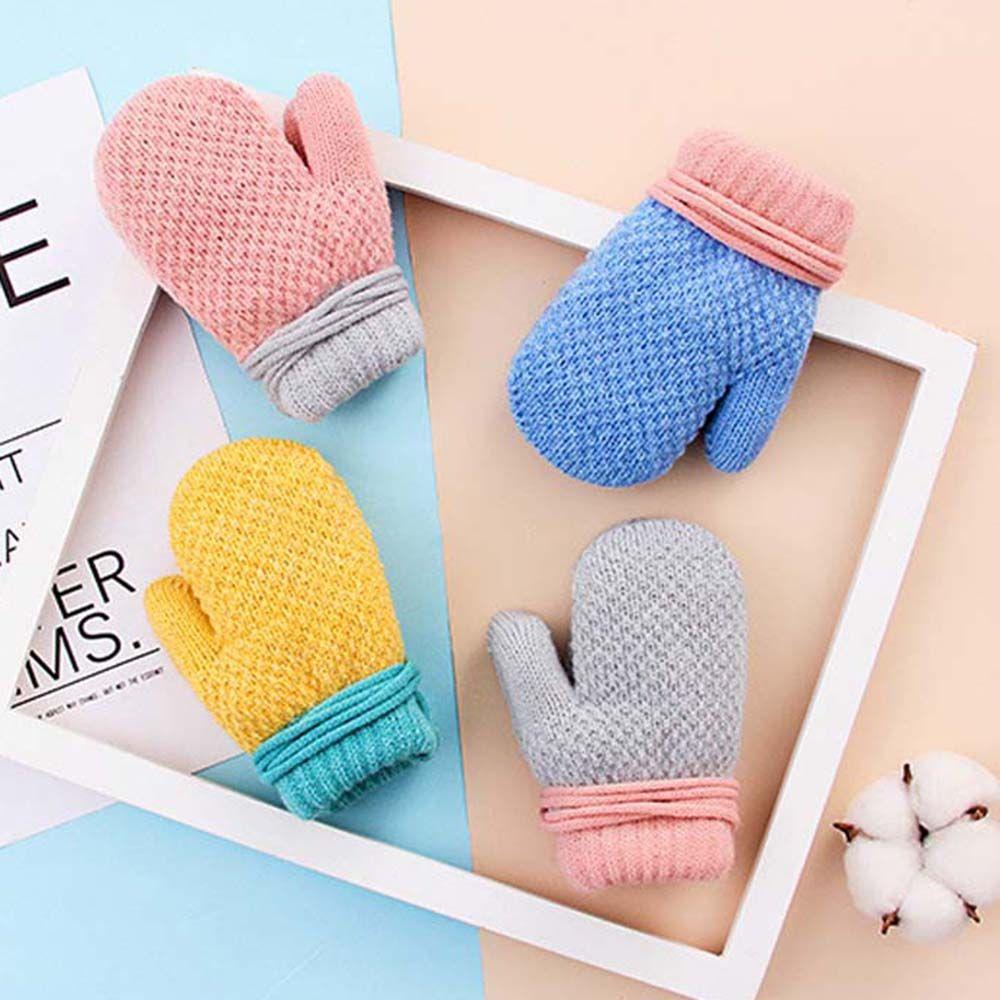 

Наружные утолщенные детские перчатки для малышей на открытом воздухе с веревкой, теплые варежки, вязаные перчатки