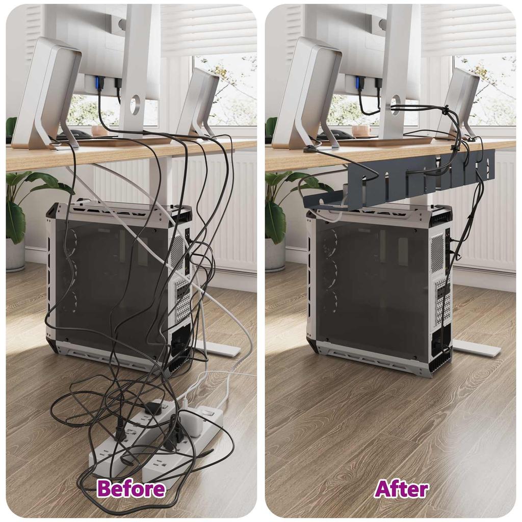 Under Desk Cable Management Tray 2 Pcs Anthracite