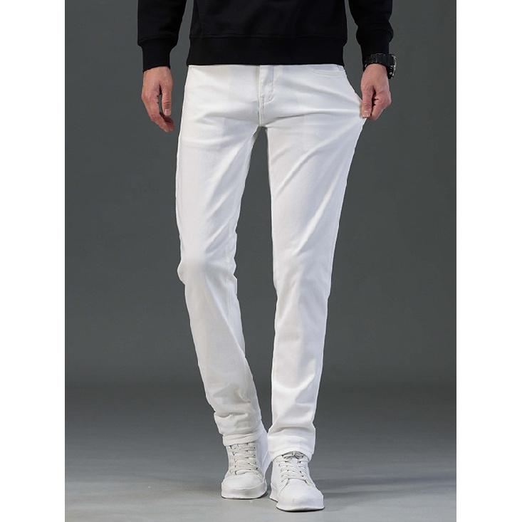 Black Jeans Men'S Spring And Summer Straight Leg Slim Fit Elastic Men'S Pants