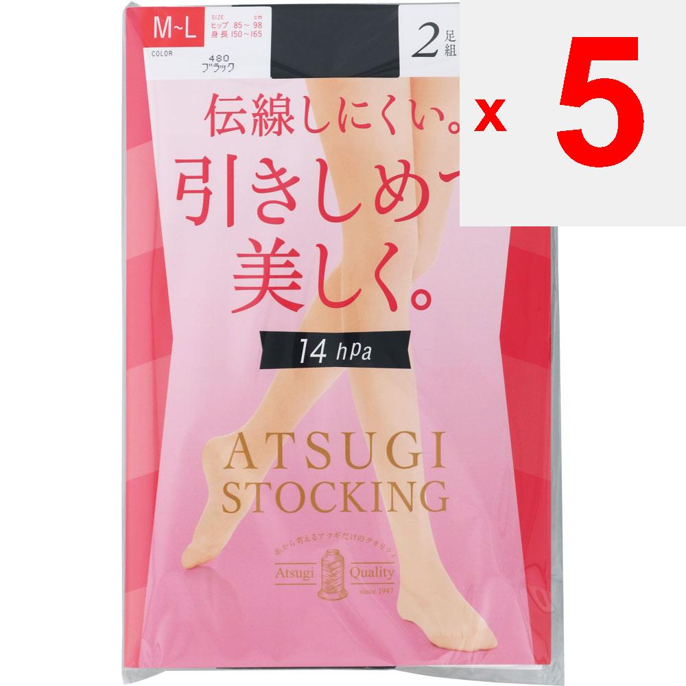 ATSUGI STOCKING STOCKINGStrengthening and Beautifying. 14hPa ML Black Stockings Plain Stockings Material] Nylon, Polyurethane Stockings Plain Stocking