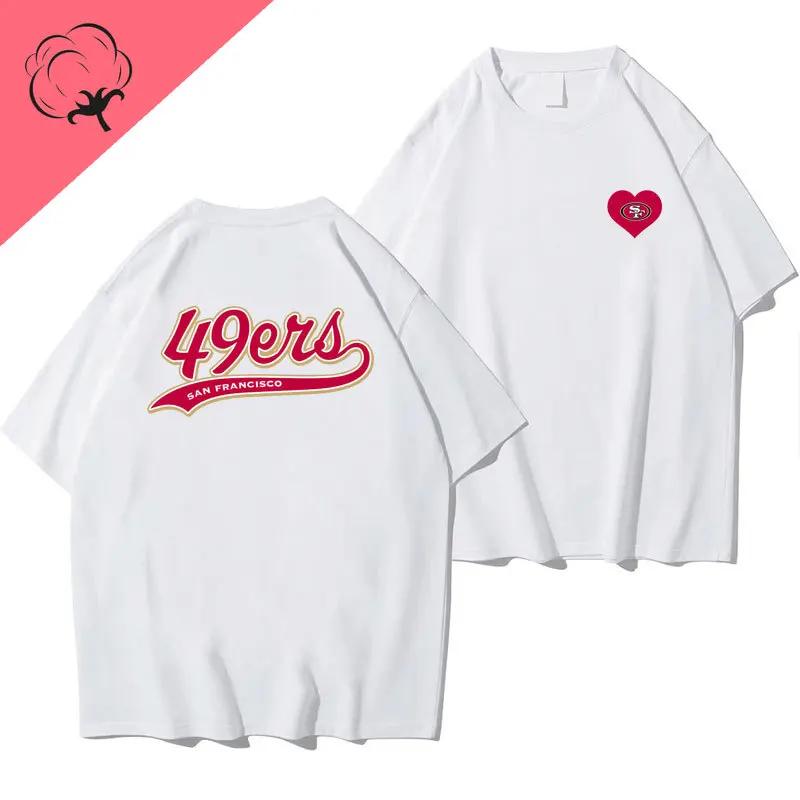 San Franciscos Tee Tops San Franciscos 49ers Logo Streetwear Cotton Unisex Man T-shirt