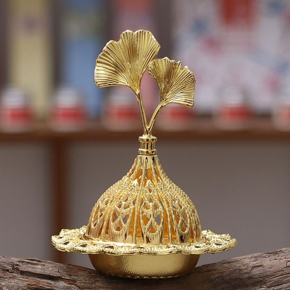 Creative Alloy Metal Incense Burner Gold Retro Mini Censer Holder Star Moon Pattern Hollow Out Incense Stick Burner Living Room