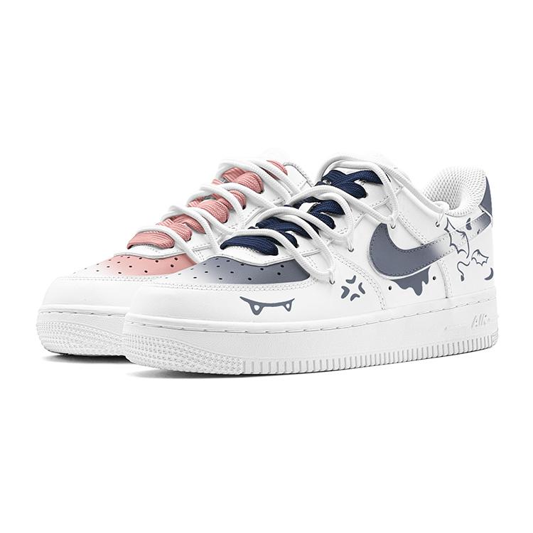 Nike Air Force 1 Air Force 1, Spring Renewal, Mismatched Graffiti Slip Resistant Low top Skateboard Shoes GS Pink Blue DH2920-111(TeamS-S-BOX)