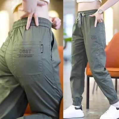 Pantalones deportivos casuales de seda de hielo para mujer, pantalones holgados de verano finos de secado rápido, nuevos pantalones deportivos de nueve cuartos
