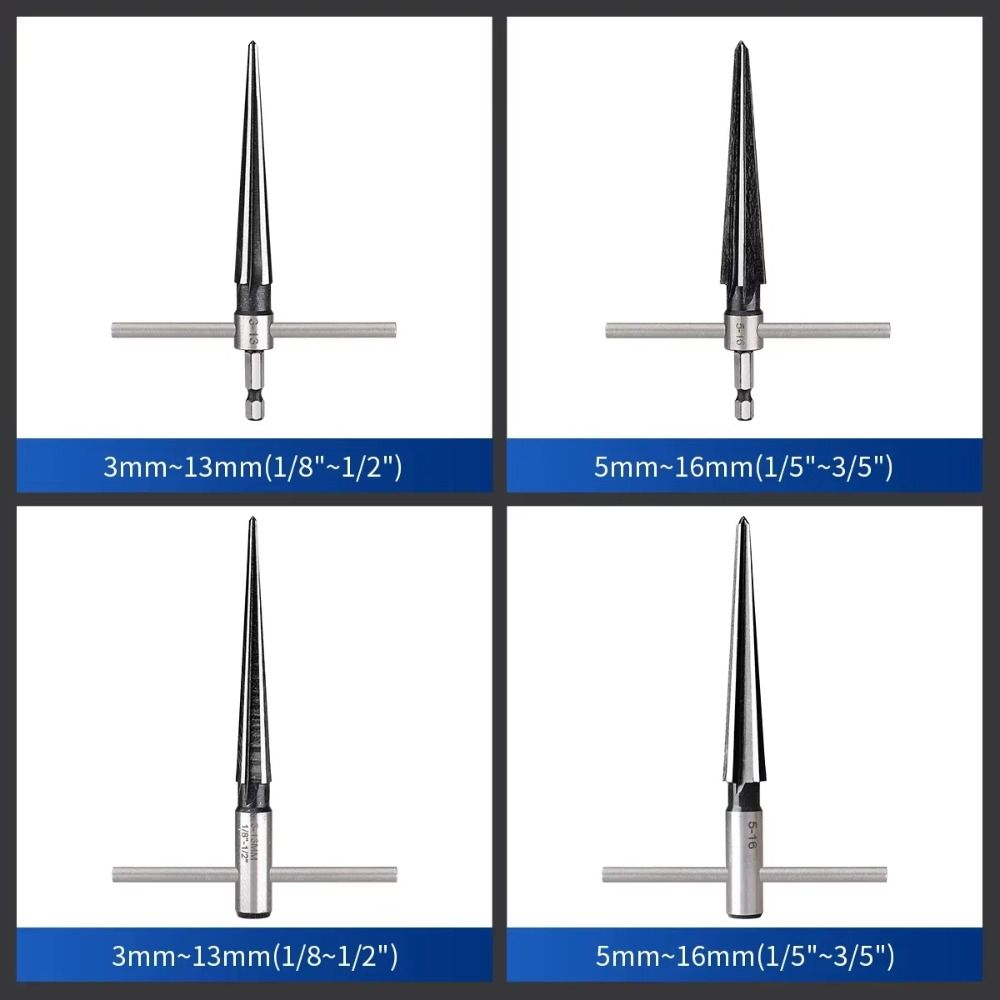 Chamfer Tapered Reamer Tool Carbon Steel Metal Hole Opener Taper Reamer Set  Hand Reamer Tool