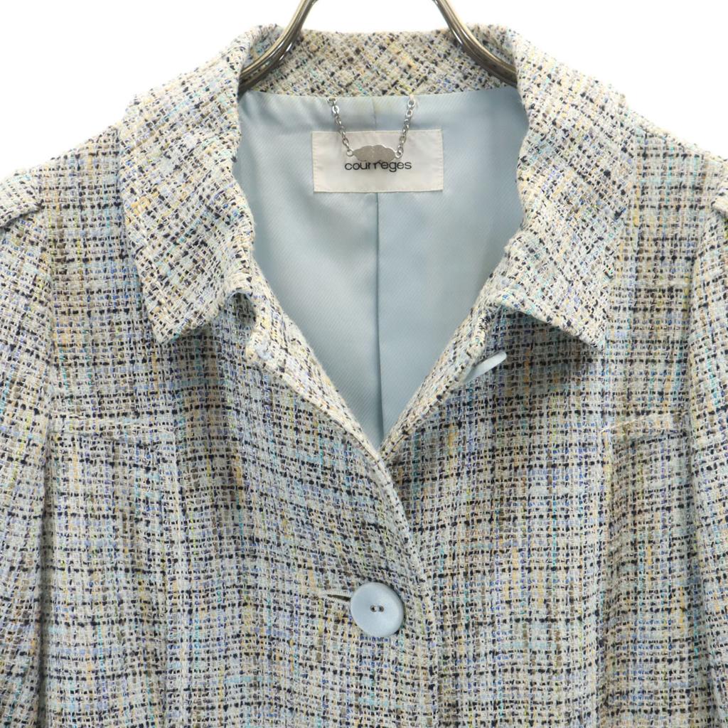 COURREGES Tweed Coat 40 Blue Women Used