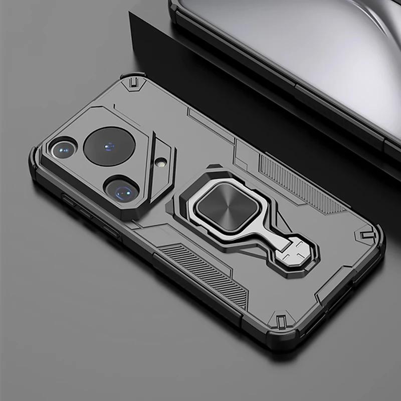 Shockproof Armor Holder Case For Huawei Pura 70 Ultra 70Pro Plus Car Magnetic Ring Lens Protect TPU+PC Back Cover for Pura70 Pro