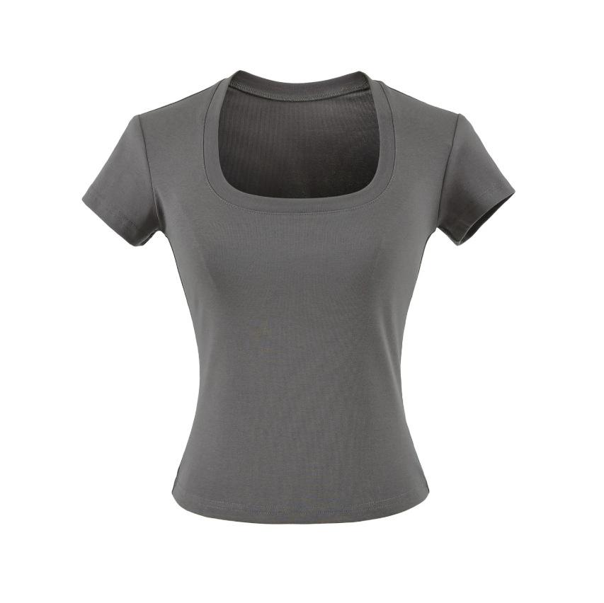 U-neck short-sleeved T-shirt women's summer new American Spice Girls storm point design sense slim and thin bottoming top
