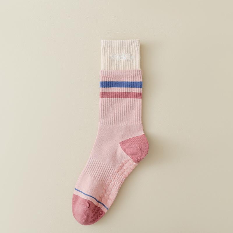 

Cotton Yoga Socks Women S Double Luo Kou Silicone Non-Slip Medium Tube Socks Fake Two Pieces Running Jumping Sports Socks Long Women S Socks One size fits all розовый