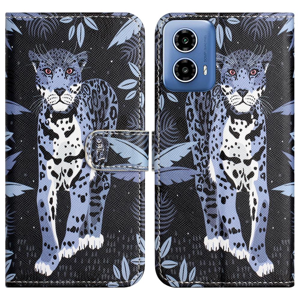 For Motorola Moto G35 5G Case Pattern Print PU Leather Wallet Phone Cover Cross Texture