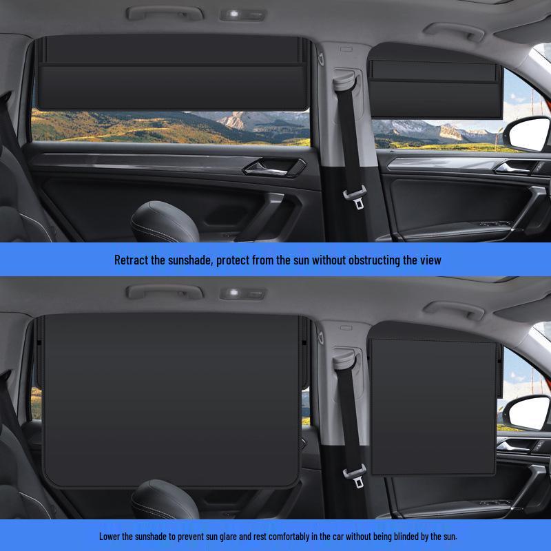 Universal Foldable Magnetic Car Window Sun Shade: Light-Blocking, Heat-Insulating Summer Curtain
