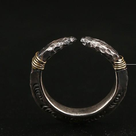 925 Silver Men's Ancient Spearhead Open Ring Handmade Trendy Index Finger Accessory