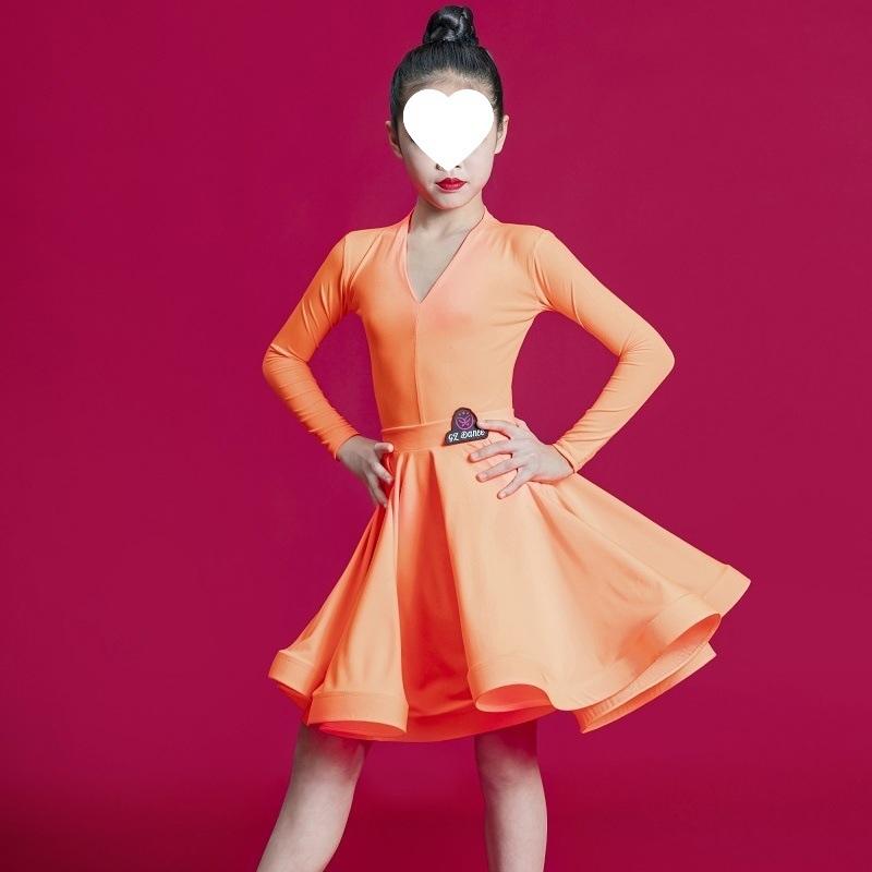 

Бальный латиноамериканский костюм платье для соревнований для девочек юбки одежда для практики танцевальный костюм танго самба ча-ча из двух частей 160 оранжевый