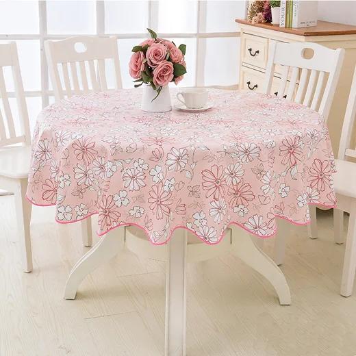 Round Table Cloth Environmental Protection Plush Plastic Tablecloth PVC Tablecloth Waterproof, Oil Proof and Washable