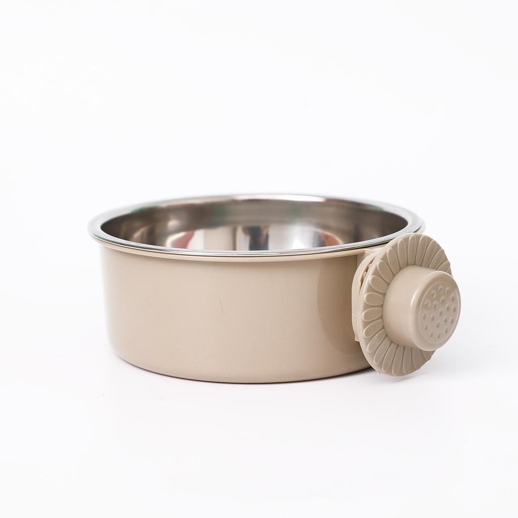 Prevent Spilling and Can Be Fixed for Hanging. Stainless Steel Drinking Bowl for Dog Cage and Pet Bowl in One.