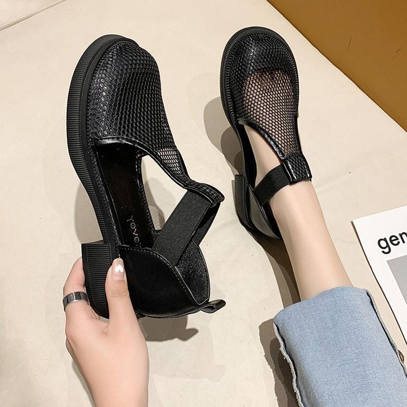 Balíček Sandály na hlavě Dámské Léto Venkovní nošení Síťované duté Prodyšné Boty s velkou hlavou Silné na podpatku Římské boty