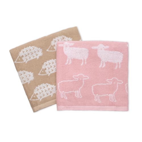 Kosugizen Nordic Animal Bath Towels, 2 Colors (2 Patterns), 60 x 120 cm, Scandinavian Motif, Moderate Volume, Set of 2 (SV-693-2)