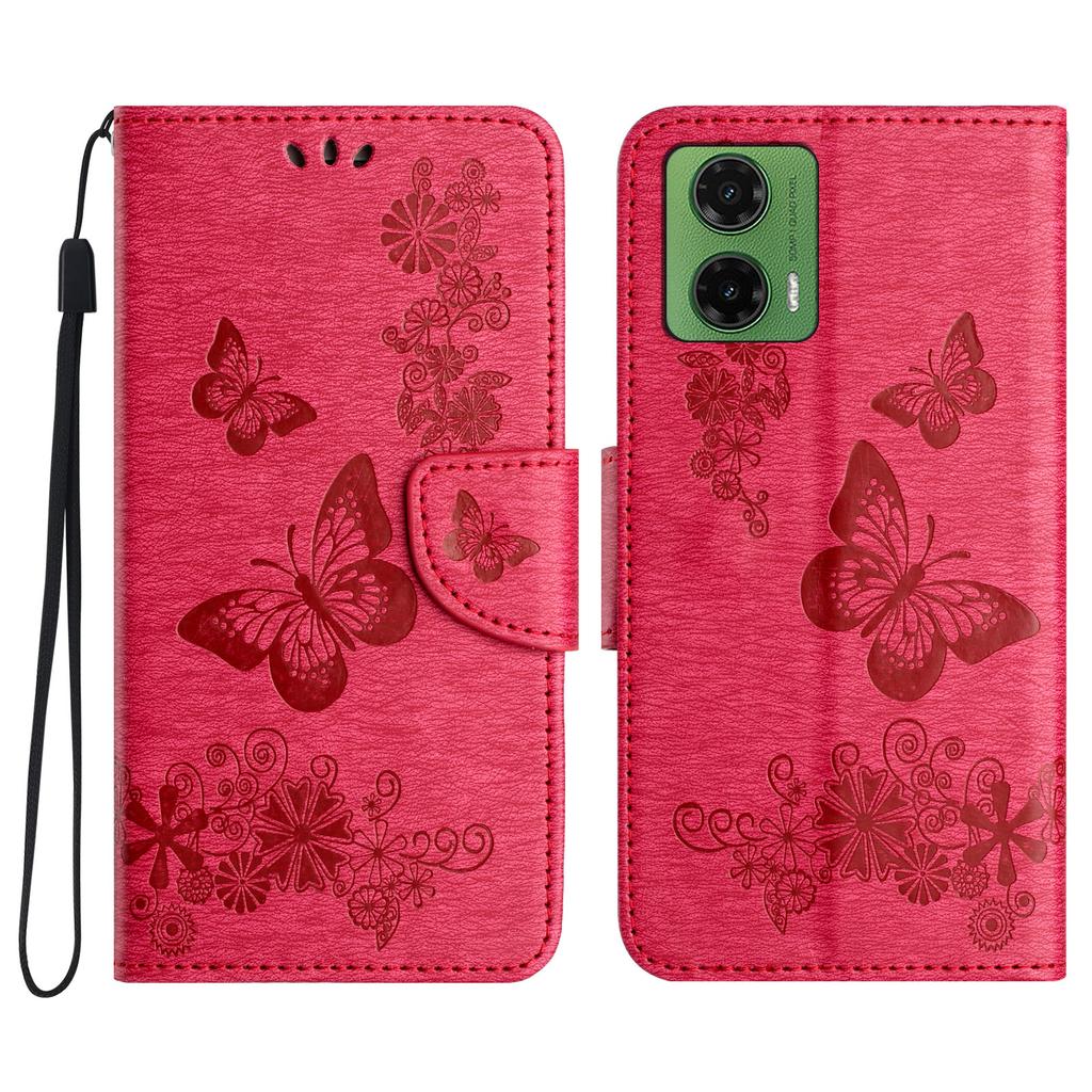 For Motorola Moto G35 5G Case Butterflies Flower Leather Wallet Flip Phone Cover