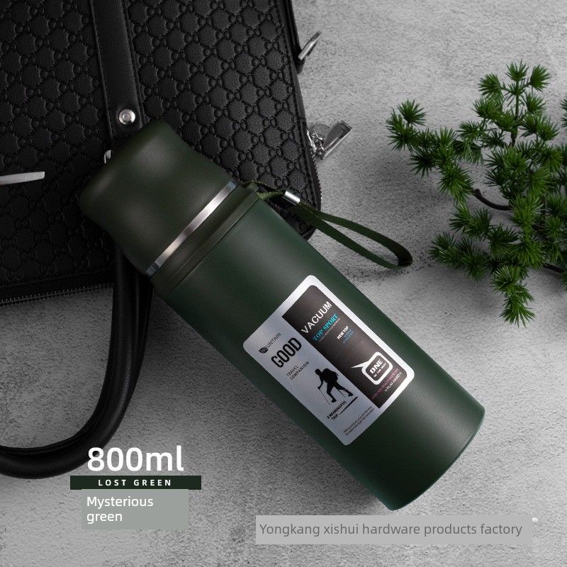 Brand New Large-Capacity Thermos Cup, Stainless Steel Kettle, Vacuum Outdoor Travel Kettle, Portable Car-Mounted Water Cup, Customizable with Text
