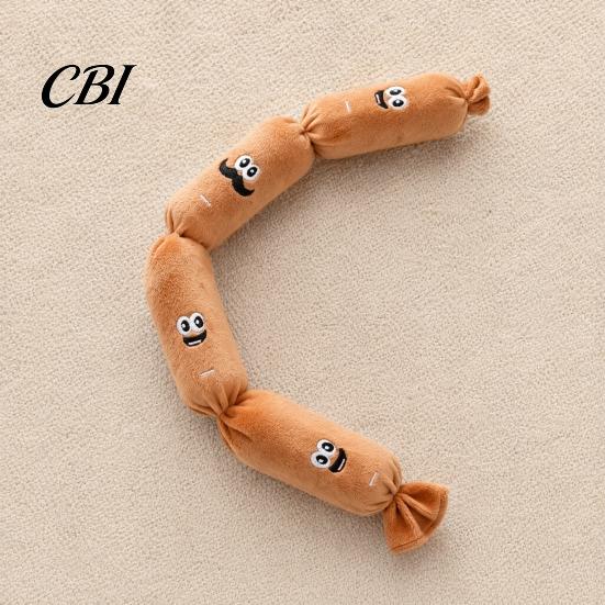 Noise-making Dog Toy Squeaky Plush Toy, Long Sausage Shape Chew with BB Sound, Built-in Squeaker Durable Bite Resistant for Small Medium Dogs,
